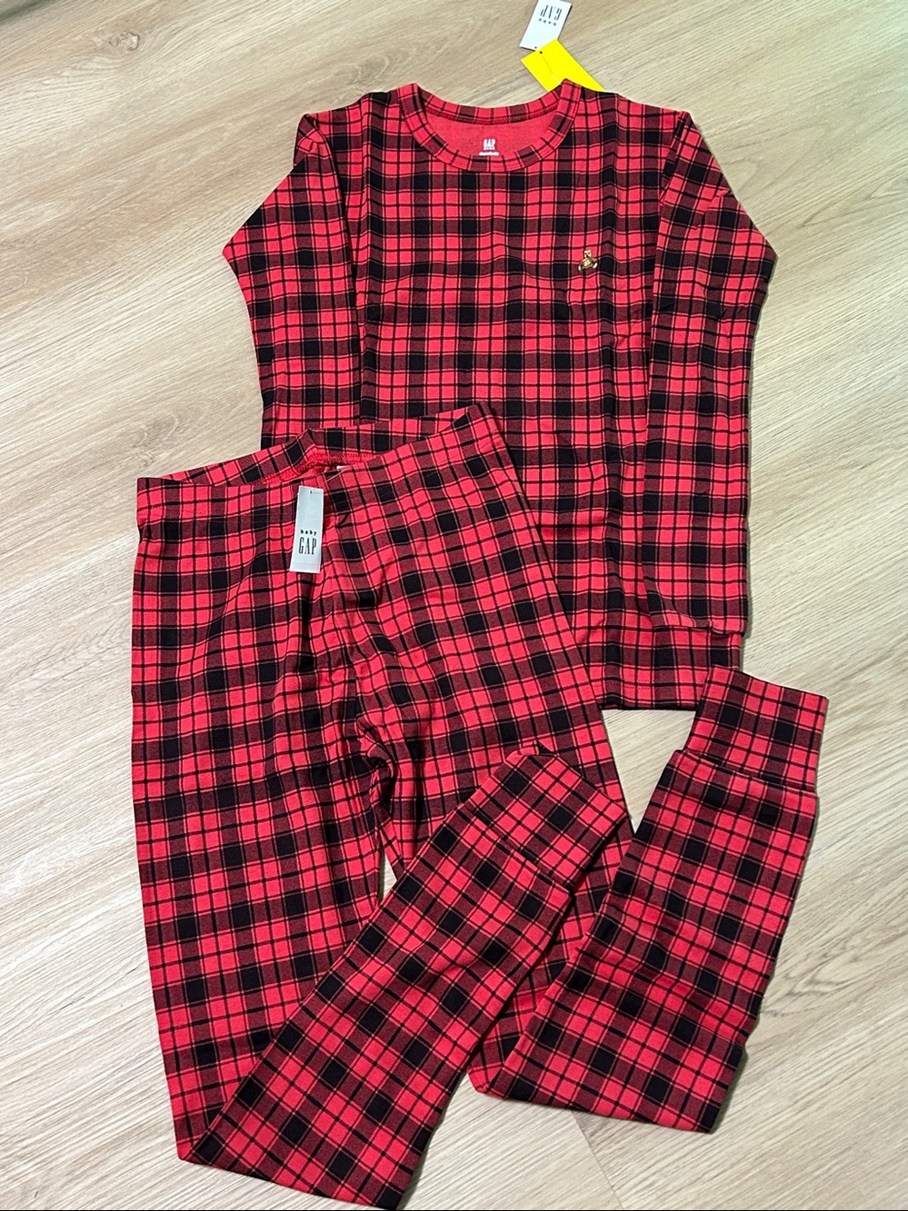 Gap Children Organic Kids Holiday Pajamas Set Cotton Size 12 Years Red-Black NEW